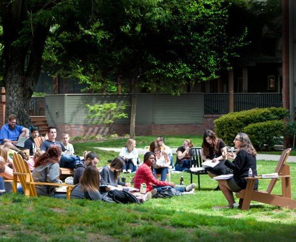 Professor Moylan teaching a class outside